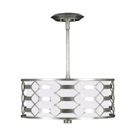 787540-41 Fine Art Lighting Allegretto 24"W Round Pendant with Silver Leaf w/White Fabric Shade Finish