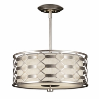 787540GU Fine Art Lighting Allegretto 24"W Round Pendant with Silver w/White Linen Shade Finish