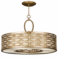 787640-2GU Fine Art Lighting Allegretto 40"W Round Pendant with Gold w/White Linen Shade Finish