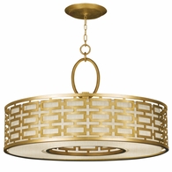 787640-33 Fine Art Lighting Allegretto 24"W Round Pendant with Gold Leaf w/Champagne Fabric Shade Finish