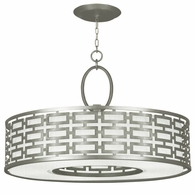 787640-41 Fine Art Lighting Allegretto 24"W Round Pendant with Silver Leaf w/White Fabric Shade Finish