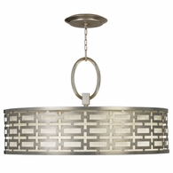 787640GU Fine Art Lighting Allegretto 40"W Round Pendant with Silver w/White Linen Shades Finish