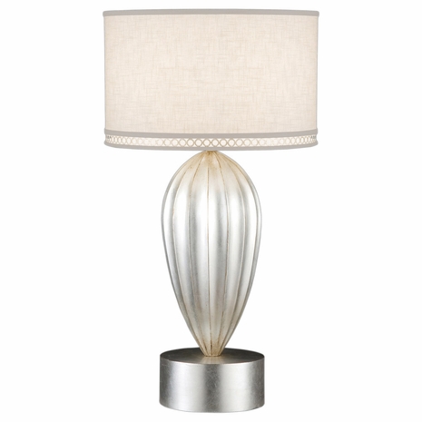 793110 Fine Art Lighting Allegretto 33"H Table Lamp with Silver w/White Linen Shade Finish