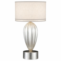 793110 Fine Art Lighting Allegretto 33"H Table Lamp with Silver w/White Linen Shade Finish