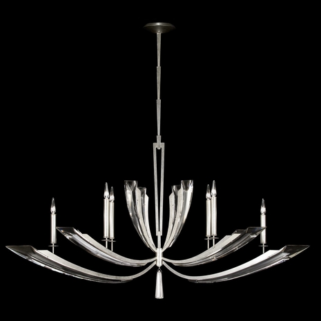 798140 Fine Art Lighting Vol de Cristal 46"W Oblong Chandelier with Silver Finish