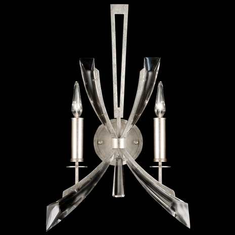 798250ST Fine Art Lamps 2 Light Vol de Cristal 22" Sconce with Silver Finish