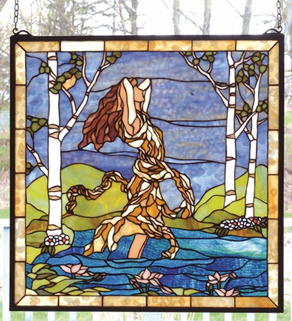 79984 Meyda Tiffany Victorian Floral Ecstasy In Woodland Stream Window