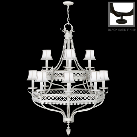 807240-6ST Fine Art Lamps Black + White Story 51 inch 12 Light Chandelier