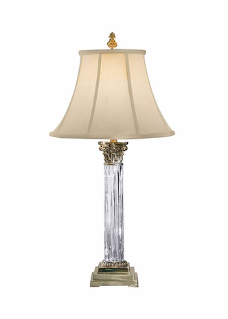 8114 Wildwood Lamps Fine Column Lamp with Cast Brass 24% Lead Crystal
