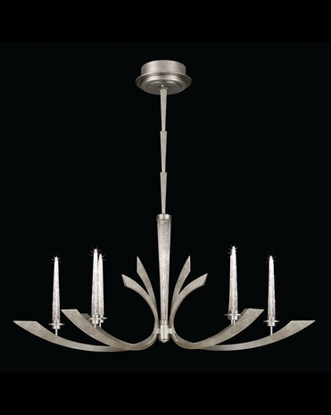 812640ST Fine Art Lamps Crescents Silver 23 inch 6 Light Chandelier