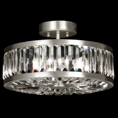 815740 Fine Art Lighting Crystal Enchantment 16"W Round Semi-Flush Mount with Silver Finish