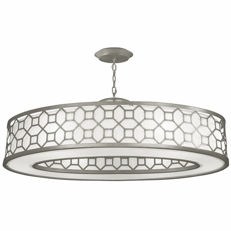 816640-SF41 Fine Art Lamps 6 Light Allegretto 45" Oblong Pendant with Silver Leaf Finish