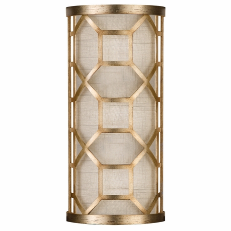 816850-2GU Fine Art Lighting Allegretto 17"H Sconce with Gold w/White Linen Shade Finish