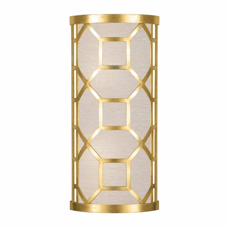 816850-33 Fine Art Lighting Allegretto 17"H Sconce with Gold Leaf w/Champagne Fabric Shade Finish