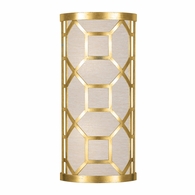 816850-33 Fine Art Lighting Allegretto 17"H Sconce with Gold Leaf w/Champagne Fabric Shade Finish