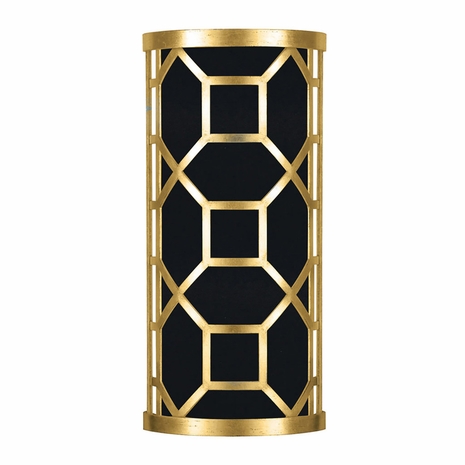 816850-34 Fine Art Lighting Allegretto 17"H Sconce with Gold Leaf w/Black Fabric & Gold Inner Lining Shade Finish