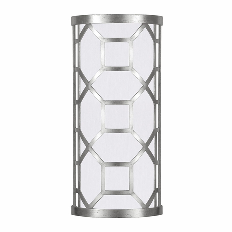 816850-41 Fine Art Lighting Allegretto 17"H Sconce with Silver Leaf w/White Fabric Shade Finish