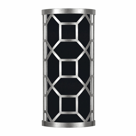 816850-42 Fine Art Lighting Allegretto 17"H Sconce with Silver Leaf w/Black Fabric & Silver Inner Lining Shade Finish