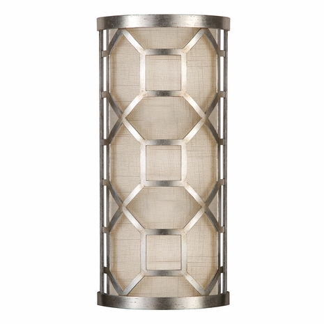 816850GU Fine Art Lighting Allegretto 17"H Sconce with Silver w/White Linen Shade Finish