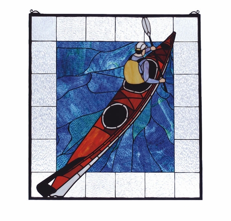 82461 Meyda Tiffany Nautical Recreation Contemporary Lone Kayak Window