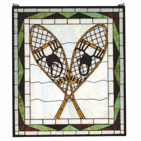 82515 Meyda Tiffany Rustic Lodge Recreation Trek Of The Snowshoes Window