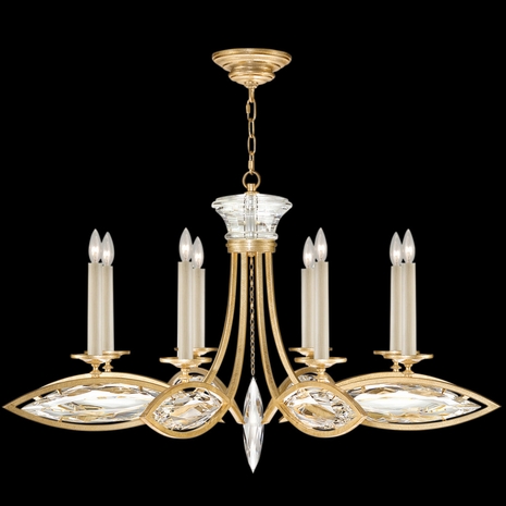 843940-22ST Fine Art Lamps 8 Light Marquise 42" Round Chandelier with Gold Finish