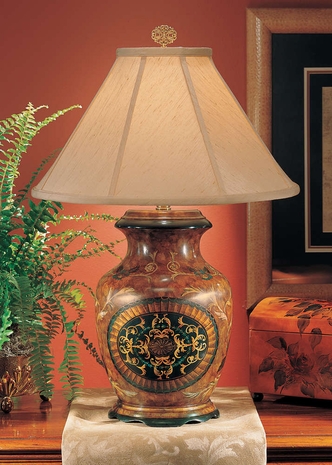 8459 Wildwood Lamps Burl With Medallion Lamp