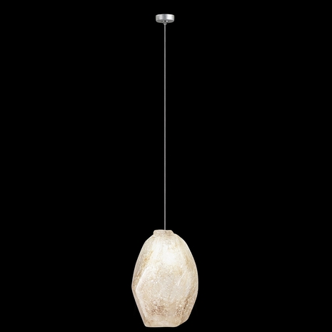 851840-18L Fine Art Lighting Natural Inspirations 4.5"W Round Drop Light with Silver w/Natural Quartz Glass Drop Finish