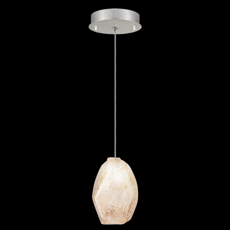 852240-18L Fine Art Lighting Natural Inspirations 5.5"W Round Drop Light with Silver w/Natural Quartz Glass Drop Finish