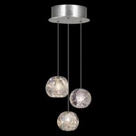 852340-106L Fine Art Lighting Natural Inspirations 9"W Round Pendant with Silver w/Nebula Glass Drops Finish