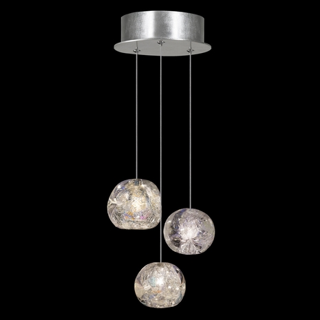 852340-106L Fine Art Lighting Natural Inspirations 9"W Round Pendant with Silver w/Nebula Glass Drops Finish
