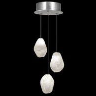 852340-13L Fine Art Lighting Natural Inspirations 9"W Round Pendant with Silver w/Clear Quartz Glass Drops Finish