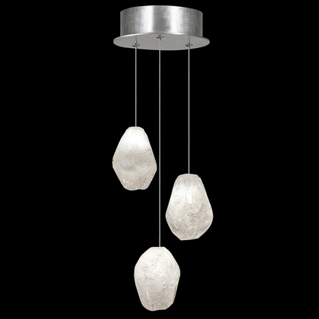 852340-13L Fine Art Lighting Natural Inspirations 9"W Round Pendant with Silver w/Clear Quartz Glass Drops Finish