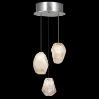 852340-14L Fine Art Lighting Natural Inspirations 9"W Round Pendant with Silver w/Clear Quartz Glass Drops Finish
