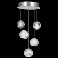 852440-106L Fine Art Lighting Natural Inspirations 12"W Round Pendant with Silver w/Nebula Glass Drops Finish