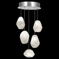 852440-13L Fine Art Lighting Natural Inspirations 12"W Round Pendant with Silver w/Clear Quartz Glass Drops Finish
