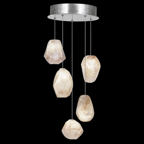 852440-14L Fine Art Lighting Natural Inspirations 12"W Round Pendant with Silver w/Clear Quartz Glass Drops Finish