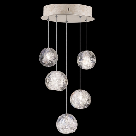 852440-206L Fine Art Lighting Natural Inspirations 12"W Round Pendant with Gold w/Nebula Glass Drops Finish