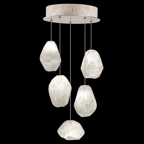 852440-23L Fine Art Lighting Natural Inspirations 12"W Round Pendant with Gold w/Clear Quartz Glass Drops Finish