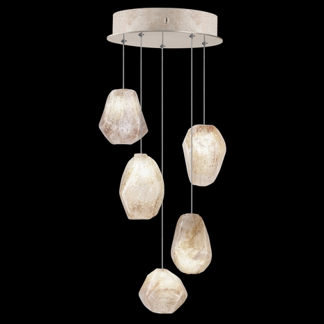 852440-24L Fine Art Lighting Natural Inspirations 12"W Round Pendant with Gold w/Clear Quartz Glass Drops Finish