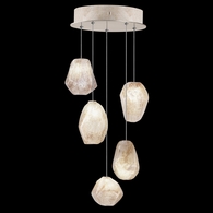 852440-24L Fine Art Lighting Natural Inspirations 12"W Round Pendant with Gold w/Clear Quartz Glass Drops Finish