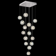853040-106L Fine Art Lighting Natural Inspirations 19"W Square Pendant with Silver w/Nebula Glass Drops Finish