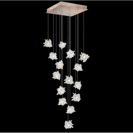 853040-202LD Fine Art Lamps 15 Light Natural Inspirations 19" Square Pendant with Gold Finish