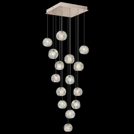853040-206L Fine Art Lighting Natural Inspirations 19"W Square Pendant with Gold w/Nebula Glass Drops Finish
