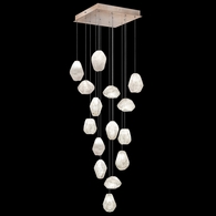 853040-23L Fine Art Lighting Natural Inspirations 19"W Square Pendant with Gold w/Clear Quartz Glass Drops Finish