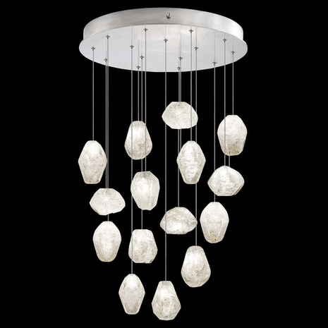 853140-13LD Fine Art Lamps Natural Inspirations 21"W Round Pendant with Silver Finish