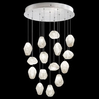 853140-13L Fine Art Lighting Natural Inspirations 21"W Round Pendant with Silver w/Clear Quartz Glass Drops Finish