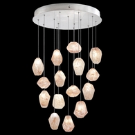 853140-14L Fine Art Lighting Natural Inspirations 21"W Round Pendant with Silver w/Natural Quartz Glass Drops Finish