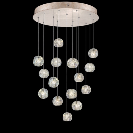 853140-206L Fine Art Lighting Natural Inspirations 21"W Round Pendant with Gold w/Nebula Glass Drops Finish