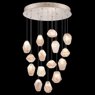 853140-24L Fine Art Lighting Natural Inspirations 21"W Round Pendant with Gold w/Natural Quartz Glass Drops Finish